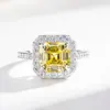 Anel de Prata Esterlina S925 com Diamante Amarelo para Mulheres Joias de Nicho de Luxo Leve Design Joias com Toque de Alto Padrão Joias Corrente para Clavícula Joias Joias