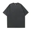 280g Lavado Ombro Americano Pesado Cor Sólida Gola Redonda Manga Curta Solto Edição Grande Casual Simples Camisa Base Camiseta