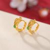 Yilu prata S925 prata esterlina banhado a ouro Hetian jade jade zodíaco Dragão brincos redondos do grânulo ruibeast Dragão clipe de orelha de prata