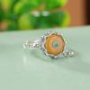 Anillo giratorio con hebilla de loto de seis caracteres, estilo retro, de cera de abejas, pimienta de sangre y plata de ley S925 de un ciervo
