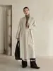 ES MODERNO Invierno Nuevas Llegadas Estilo Perezoso Lana Tela Doble Faz Abrigo Bata Estilo Cinturón Suelto Ropa Exterior de Lana