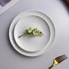 Alice Vajilla de Cerámica Blanca Pura Hotel Restaurante Occidental Plato Plano Plato para Filete Horno de Microondas Cerámica de Lujo Ligero Plato con Relieve Cerámico Alto