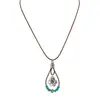 Estilo étnico retro bohemio aleación flor turquesa colgante cordón de cuero con cuentas collar para mujer joyería