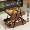 Bandeja de fruta de madera maciza para uso doméstico, estante de almacenamiento para mesa de centro de sala de estar, bandeja expositora de bocadillos y dulces, bandeja de almacenamiento de cesta de frutas para escritorio