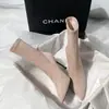 Botines de calcetín de gamuza color albaricoque con tacón alto y punta fina para mujer, Botines cortos, Botas ajustadas, Diseño versátil para otoño e invierno, Tacones finos, Nuevo modelo estilo coreano