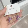 Brincos Longos com Franjas de Cristal Roxo Exquisitos Elegantes Estilo Coreano Moda Luxo Leve Popular na Internet Joia de Orelha Versátil para Mulheres