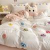 Conjunto de cama de algodão Classe A com quatro peças, capa de edredom de algodão, conjunto de três peças para dormitório estudantil
