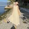 Amarelo Francês Chá da Tarde Floral Verão Fashionável Pessoa Pequena Temperamento Fresco Vestidinho Novo Estilo 2026