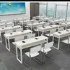 Mesas e Cadeiras de Treinamento, Mesas e Cadeiras Longas para Instituições de Conferência, Mesas e Cadeiras de Escritório para Funcionários, Combinação Simples de Mesa Dupla, Mesa Longa