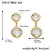 Acero Inoxidable Corte Cuadrado Borde de Pan Piedra de Vidrio Colgante Pendientes Collar Pulsera Set de Joyería Chapado en Oro de 18K