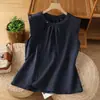 Camisa sin mangas para mujer 2026 Verano Nuevo estilo Talla grande Hermana Ropa exterior Chaleco Manga acampanada Manga corta Top pequeño súper bonito