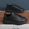 Novos Sapatos Pretos de Outono e Primavera para Homens, Sapatos Plataforma Versáteis Casuais de Couro com Solado Grosso, Tênis Brancos de Cano Baixo