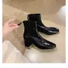 Botas Martin estilo retrô francês da Mamãe Uva, botas femininas elásticas finas de bico quadrado, botas nude elegantes de salto alto, coturnos de salto grosso
