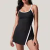 Falda deportiva europea y americana transfronteriza, falda para correr, fitness y tenis anti-exposición, vestido de yoga ajustado con bloques de color y tirantes