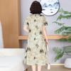 Vestido de Verano para Madre Joven de Manga Corta Estilo Extranjero Reductor de Edad 2025 Nuevo Falda Floral para Mujer de Mediana Edad