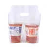 Saco de plástico grosso transparente para chá de leite, copo simples ou duplo, saco de embalagem para bebida de chá de frutas, bolsa de mão plástica descartável para levar