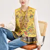 Jaqueta colete vintage de inspiração étnica estilo chinês novo, com bordado pesado modificado, para mães, com qualidade garantida e efeito rejuvenescedor.