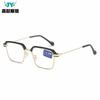2023 nueva moda montura grande cejas gafas de lectura anti-luz azul dos colores opcionales espejo de lectura metálico para personas mayores al por mayor