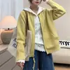 Outono/Inverno Novo Estilo Coreano Preguiçoso Moda Versátil Design Chique Zíper Cardigã de Tricô Suéter Roupa Externa Feminina