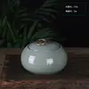 Pote de chá azul e branco pote cabaça pote de cerâmica chinesa pote de armazenamento de chá pote de armazenamento de chá à prova de umidade pote lacrado para chá a granel cerimônia do chá
