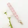 Lanyard Tejido Hecho a Mano para Teléfono con Flor de Rosa DIY, Accesorio de Muñeca Corto Versátil, Decoración para Llavero de Bolso