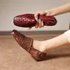 Sapatos Mary Jane Quadrados de Alta Qualidade, Tecidos à Mão, Simples, com Interior e Exterior Totalmente em Couro, Mocassins de Solado Macio para o Dia a Dia