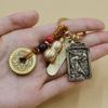 Latão Zhao Gongming Zodíaco Deus da Riqueza Ordem Key Chain Pingente para Riqueza e Segurança Homens e Mulheres Personalidade Pingente Chave