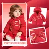 Chaqueta de Plumas de Año Nuevo para Niña 2026 Nuevo Invierno Estilo Chino Rojo Conjunto de Primavera Infantil Ropa con Capucha para Bebé Saludo de Año Nuevo