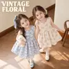 Vestido de Verano Floral para Niña Pintura Fresca de Tinta Flores Pequeñas Sin Mangas Cuello Redondo Falda de Línea A Vestido de Princesa Estilo Pastoral para Bebé