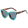 Gafas de sol de diamante de montura grande nuevas europeas y americanas gafas de color caramelo gafas de sol de moda para mujer fiesta disparos en la calle gafas decorativas