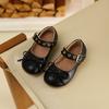 Zapatos de Cuero de Moda para Niñas Otoño 2025 Nuevos Zapatos de Princesa de Boca Baja para Niños Suela Suave Zapatos de Cuero de Suela Suave para Bebé Negros