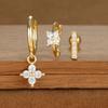 Brincos geométricos de moda europeia e americana, brincos de estrela e lua de zircônia, brincos leves de luxo personalizados para mulheres, de três peças