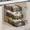 Estante de Almacenamiento Extraíble para Gabinete de Cocina Estantes de Múltiples Niveles Doble Capa Cajón Extra Profundo Debajo del Fregadero Cesta Extraíble Gadget de Almacenamiento