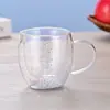 Taza de vidrio de doble capa transfronteriza con arena movediza y flores secas, vidrio de borosilicato alto, taza de doble capa, taza para leche y café, taza para beber de uso doméstico
