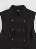 Chaleco sin mangas de estilo europeo y americano para mujer, primavera 2026, con cuello alto y decoración de hebilla de nudo 8904
