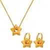 Colar Francês Simples Estrela da Sorte Dourada Brilhante Brincos Versáteis de Estrela de Cinco Pontas Conjunto de Joias Femininas Redutor de Idade