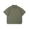 Camisa Polo Manga Curta Trs Série Minimalista 26Ss Tecido Misto Romano Silhueta Simples, Macia e Confortável para Homens e Mulheres