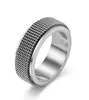 2026 Europeo y Americano Amazon Estilo Minimalista Acero de Titanio Malla Tejida Giratorio Alivio del Estrés Único Nicho Unisex Anillo Fuente de Suministro