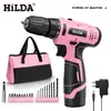 Hilda/Hilda Batería de Litio Recargable Doméstica 12V Taladro de Mano Destornillador Eléctrico Juego Venta al por Mayor