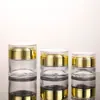 Em estoque frasco de vidro fosco para creme amostra cosmética frasco de refil para viagem tampa acrílica frasco de creme transparente selado para viagem