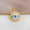 [Ouro Real de Cobre] Olho Gigante Redondo Azul Moda Comércio Exterior Transfronteiriço DIY Joias Cobre Zircônio Micro-Incustado Acessórios de Pingente