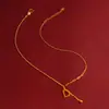Nuevo Estilo Collar con Colgante de Letra Simple para Mujer Dorado Imitación Accesorio de Moda Versátil Campana Chapado en Oro Joyería Letras Inglesas