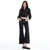 Estilo Retro Americano 2026|Hace que las Chicas Petites Parezcan Más Altas y Delgadas|Jeans Cropped de Cintura Baja Micro-Campana para Mujer Yi Chun