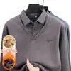 Comércio Exterior Transfronteiriço Suéter Falso de Duas Peças Masculino Inverno Novo Estilo Aveludado Espesso Quente Para Homens de Meia-idade Roupas de Tricô Masculino