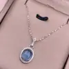 Colgante de Aguamarina Plata S925 Incrustado Completo de Diamantes Exquisito Fresco Cadena para Clavícula de Mujer Colgante Moda OL Collar de Plata