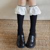 25194 Calcetines de Felpa para Niña Primavera y Otoño Color Sólido Encaje Grande Estilo Lolita Ballet Calcetines Coreanos de Otoño para Niña