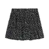 Falda Corta Vintage Negra con Flores para Mujer, Nuevo Estilo Verano 2026, Cintura Alta, Voluminosa, Falda Midi Adelgazante para Figuras Pequeñas