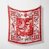 Lenço Quadrado Pequeno Decorativo Profissional Versátil em Sarja de Seda com Novo Padrão Animal, Estilo Francês, 53cm, Lenço de Pescoço