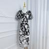 Estilo Europeo y Americano Bordado Pesado Boutique Colorido Bordado a Mano Cubre Cintura Retro Cuello en V Abertura Vestido