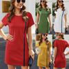 Vestido largo irregular con cuello redondo y cremallera, color liso, estilo europeo y americano, para mujer, Amazon eBay Explosions 9268